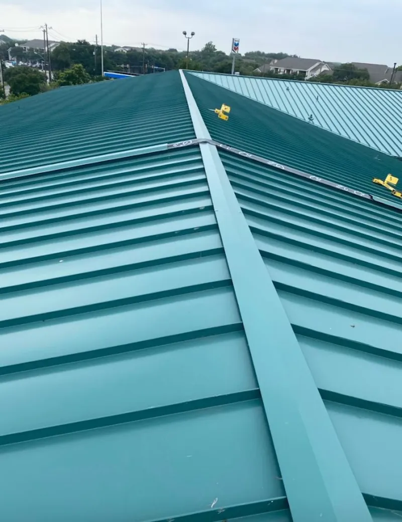 Green commercial metal roof ridge and valley for Metal Roof Repair in Glenn Heights